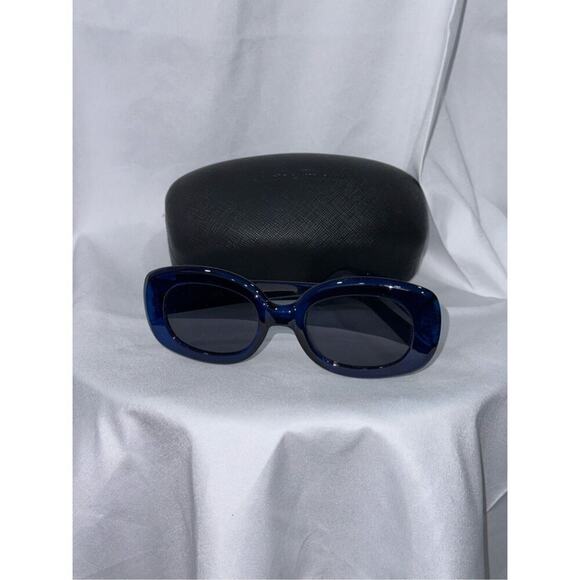 Blue Rounded Rectangle Sunglasses with Case | Sz OS